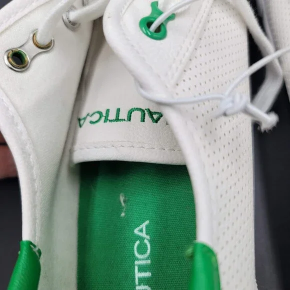 Nautica Shoes Womens Size 9 White Green Lanyard Perf Casual Sneakers Low Top New - Picture 4 of 11